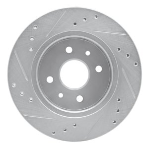 Kia Spectra Brake Rotor (1) - Front Right - R1 Concepts - Drilled & Slotted - Silver - `01-`03